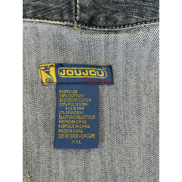 Cottage core Y2K Denim Embroidered Bedazzled Bling Ladies jacket Size XXL - Picture 7 of 11